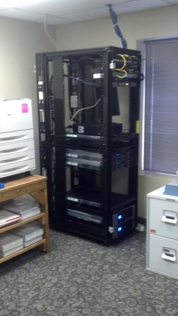 Full height Dell rack with equipment