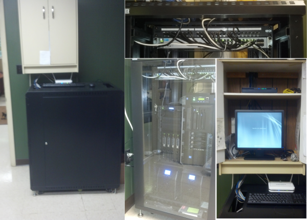 24u fully enclosed cabinet with servers and networking